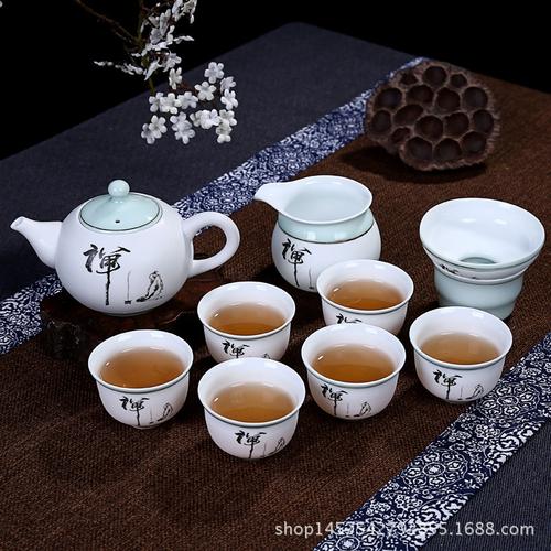 厂家直销青瓷金线镶边陶瓷高档功夫茶具茶壶
